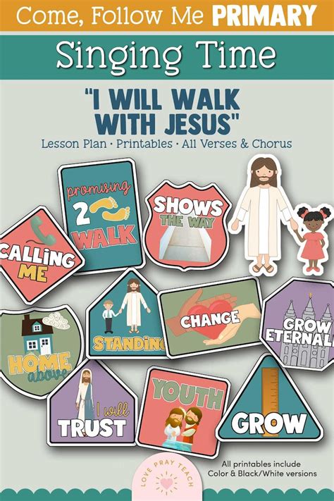 I Will Walk With Jesus Come Follow Me For Primary Singing Etsy