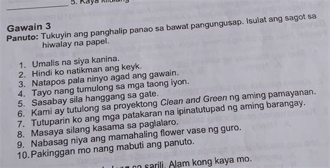 Gawain Panuto Tukuyin Ang Panghalip Panao Sa Bawat Pangungusap