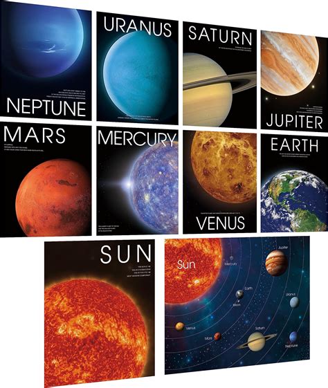 10 Pcs Solar System Posters Erasable Early Learning