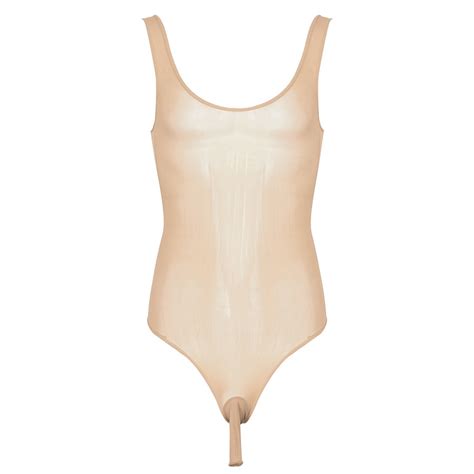 Jual PREORDER Gay Pria Pakaian Dalam Wanita Sissy Bodysuit See Through Terbuka Tonjolan Kantong