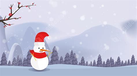 Blue Card Snow Winter Snowman Powerpoint Background For Free Download - Slidesdocs