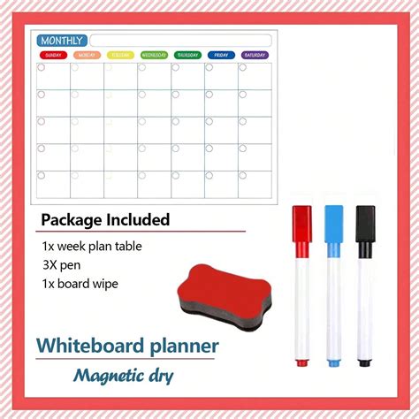 Conjunto De Pizarra Blanca Magn Tica Para Calendario Mensual