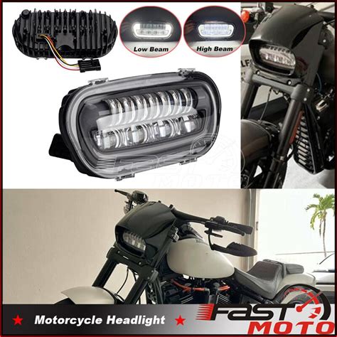 Motorcycle 9 8 Led Headlight Assembly Hi Lo Beam Drl Front Head Lamp For Harley Softail Fat Bob