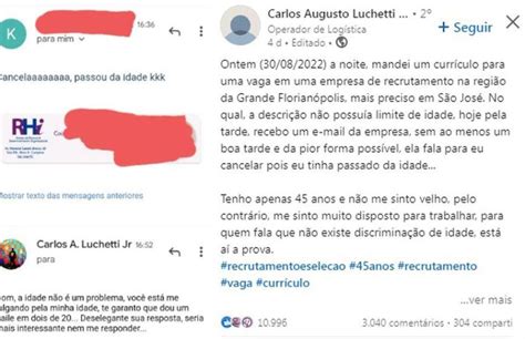 J Passou Da Idade Candidato A Emprego Recusado Em Empresa De Rh