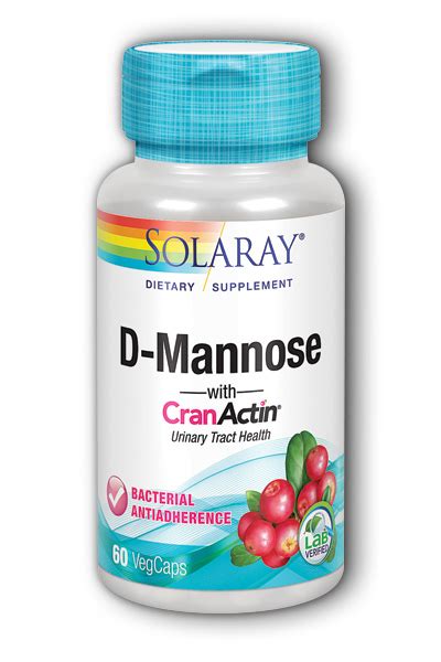 D Mannose With Cranactin 60 Caps 1000mg 1540ea From Solaray