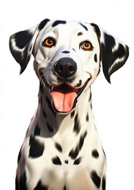 Premium AI Image | dalmatian dog with orange eyes and black spots on white background generative ai