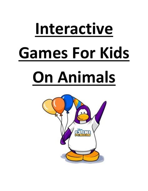 Interactive Games For Kids On Animals