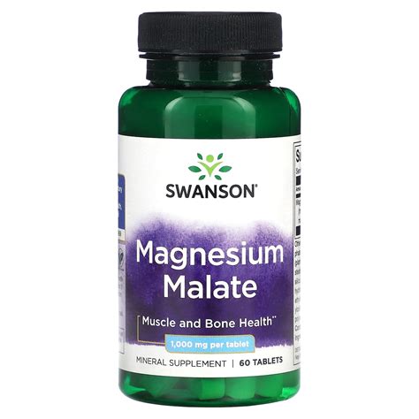 Swanson Magnesium Malate 1 000 Mg 60 Tablets