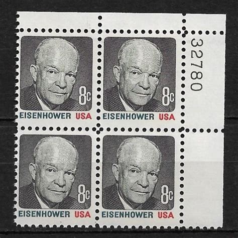 1971 Sc1394 8 President Dwight Eisenhower MNH PB4 United States