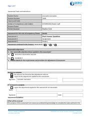 Si Sitxhrm Assessment Short Answers Docx Page Of Assessment