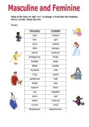 Masculine And Feminine Nouns Worksheet