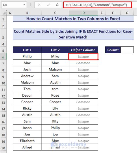 How To Count Matches In Two Columns In Excel 3 Practical Methods