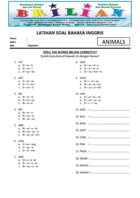 Materi Dan Soal Alphabet Bahasa Inggris Bimbel Brilian