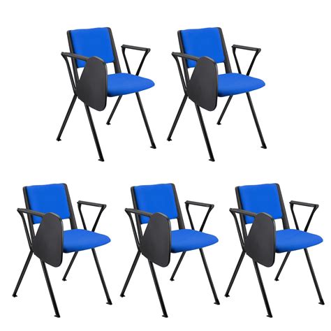 Lot De Chaises Visiteur Carina Avec Tablette Pi Tement Noir Tissu