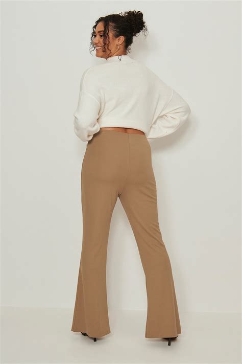 Slit Detail Jersey Pants Beige Na