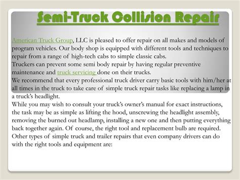 PPT - American Truck Group - Semi - Truck Collision Repair PowerPoint Presentation - ID:7342127