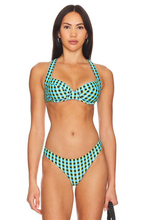 Pq Perla Underwire Bikini Top In Gingham Drift Revolve