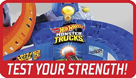 Hot Wheels Monster Trucks T Rex Volcano Playset With Scale Race Ace Toy Truck Toy Car
