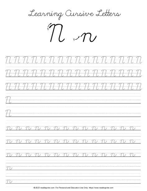 Cursive Writing Letter N