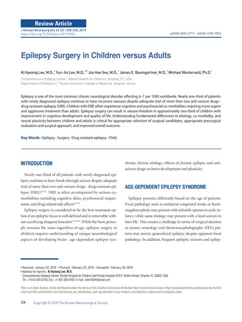 (PDF) Epilepsy Surgery in Children versus Adults