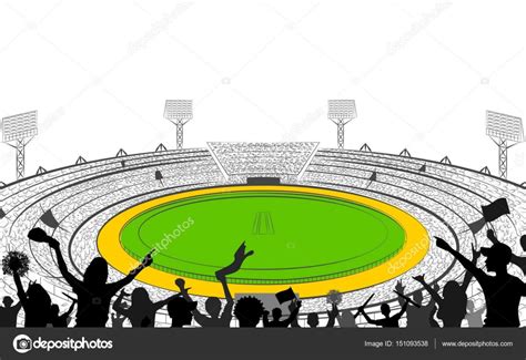 Stadium Of Cricket With Pitch For Champoinship Match Stock Vector Image