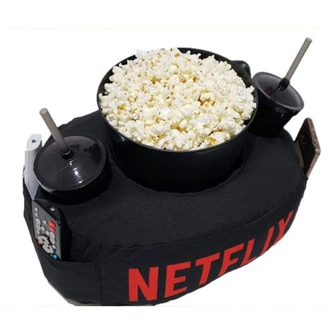 Kit Almofada C Porta Pipoca Balde 2 Copos Netflix C Bolso E 2