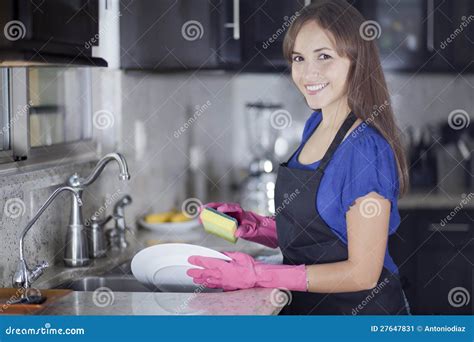 Beautiful Woman Doing Some Chores Stock Image Image