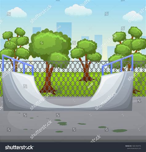 Illustration of a skate park with roller. Skate ramp on a skate arena ...