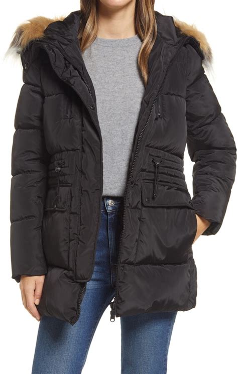 Sam Edelman Water Repellent Parka With Removable Faux Fur Trim