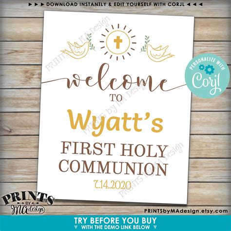 First Communion Welcome Sign First Holy Communion First Eucharist