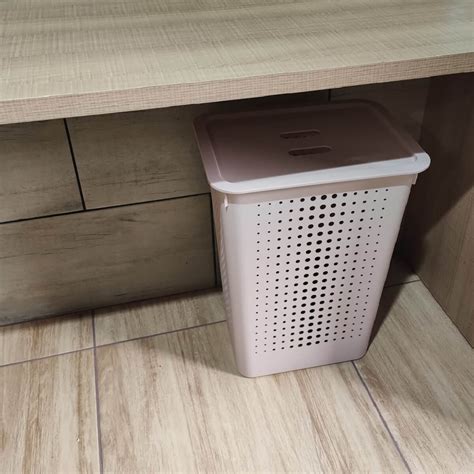 Cesto De Roupa Suja Para Banheiro Pequeno - Cesto de Roupa Suja 47L Rosa Duna com Tampa para Banheiro Lavanderia Ou ...