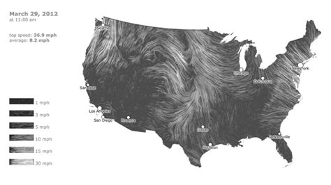 A mesmerizing, real-time map of US wind patterns