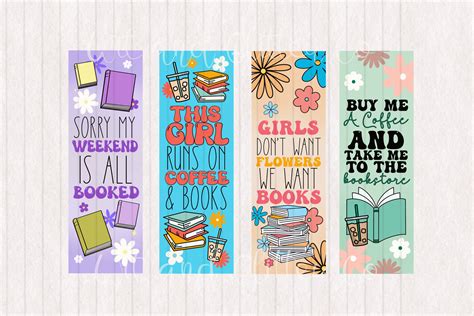 Floral Girly Retro Reader Bookmarks Digital Printable Etsy