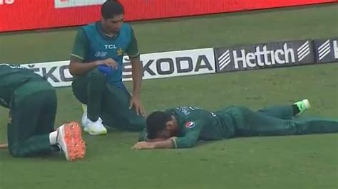 Watch Shadab Khan Lays Down In Pain After Freak Collision With Asif