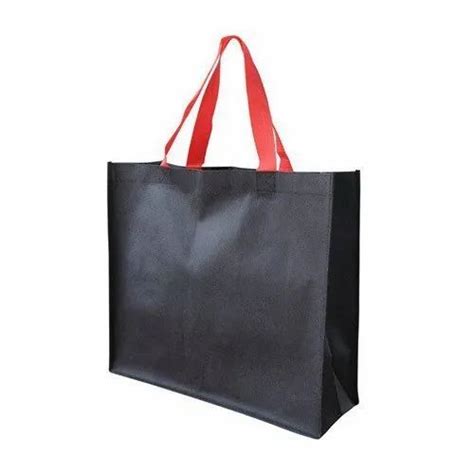 Black And Red Handle Type Loop Handle Hand Stitched Non Woven Bag