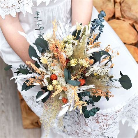 Trockenblumen Brautstrauß Trockenblumenstrauß Hochzeit aprikot