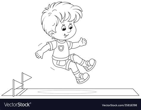 Cheerful Little Boy In A Long Jump Royalty Free Vector Image