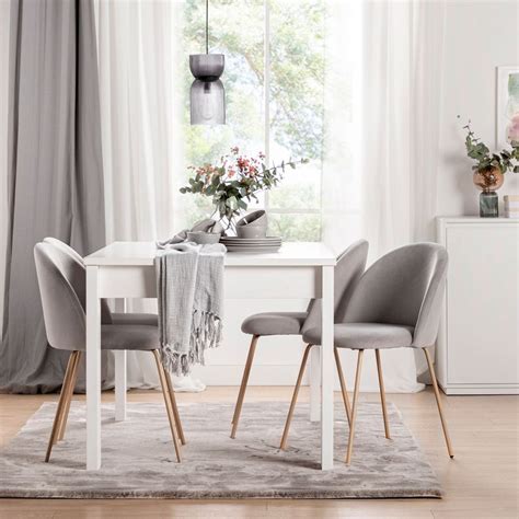 Pack Sillas De Comedor Tapizadas Terciopelo Gris Con Pata Natural