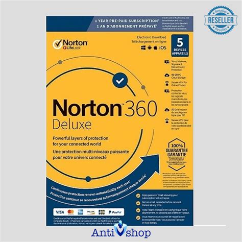 Norton 360 Deluxe – 1-Year / 5-Device – USA/Canada – Antivirus