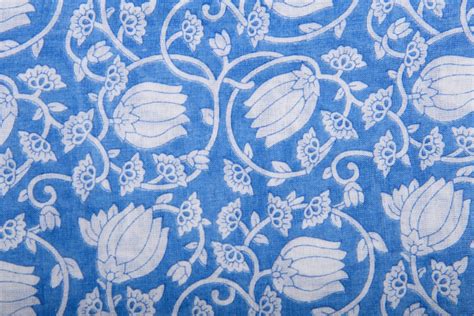 Blue Floral Print Cotton Fabric Floral Fabric Fabric by the - Etsy