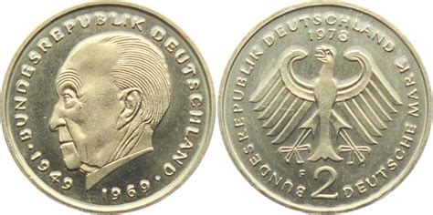 Deutschland BRD 1978 F 2 Mark Konrad Adenauer OBH St MA Shops