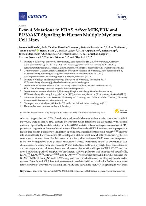 (PDF) Exon-4 mutations in KRAS affect MEK/ERK and PI3K/AKT signaling in ... 
