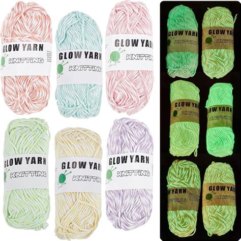 WEBEEDY 6 Rolls Glow In The Dark Yarn Luminous Yarn For Crocheting DIY