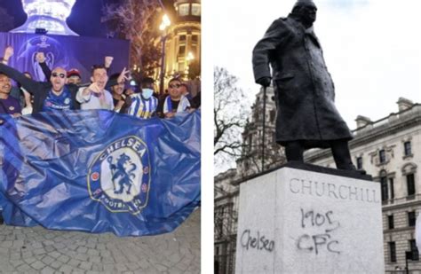 Photo Chelsea Fans Deface Winston Churchill Statue