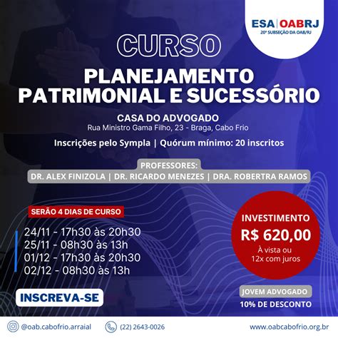 Curso Planejamento Patrimonial E Sucess Rio E Prote O Patrimonial