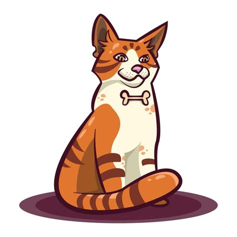 Premium Vector Cute Red Cat With Bone Collar In Cartoon Style Vector