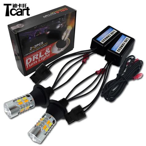 Tcart 1 комплект, автомобильные DRL дневные ходовые огни, поворотники ...