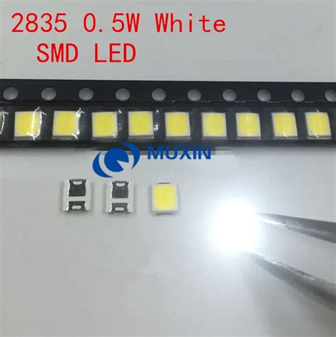 50PCS 2835 LED 0.5W White SMD/SMT PLCC 2 2835 White 150Ma 50 65lm 6000 ...