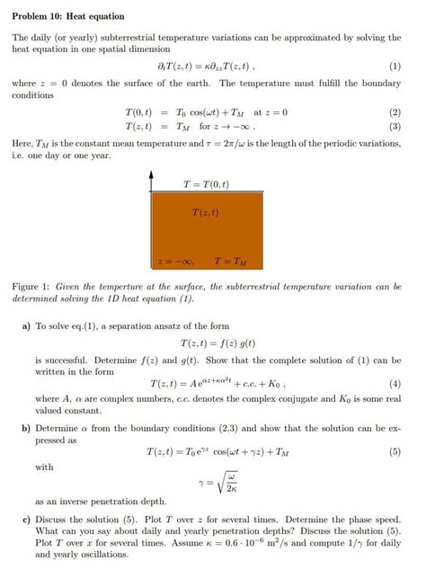 Solved Problem 10 Heat Equationthe Daily Or Yearly