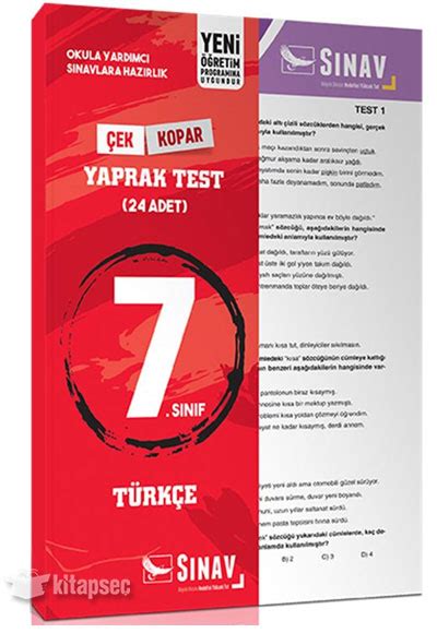 7 Sınıf Türkçe Yaprak Test Sınav Yayınları 9786051230863